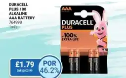 Bestway Duracell plus 100 alkaline AAA battery offer