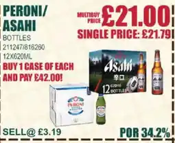 Bestway Peroni/Asahi Bottles offer
