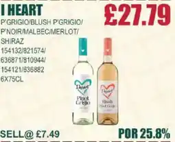 Bestway I HEART P'grigio/blush p'grigio/ p'noir/malbec/merlot/ shiraz offer