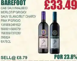 Bestway BAREFOOT Cab sauv/malbec/ merlot/p'grigio/ sauv blanc/but chard/ pink p'grigio offer