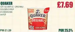 Bestway QUAKER Oat so simple - original/ golden syrup offer