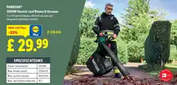 Lidl PARKSIDE® 3000W Electric Leaf Blower & Vacuum offer