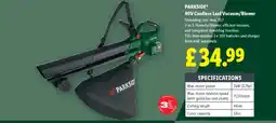 Lidl PARKSIDE® 40V Cordless Leaf Vacuum/Blower offer