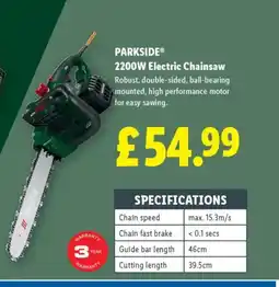 Lidl PARKSIDE® 2200W Electric Chainsaw offer