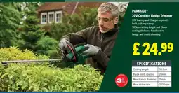 Lidl PARKSIDE® 20V Cordless Hedge Trimmer offer