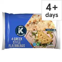 Tesco Deli Kitchen Greek Style Plain Flatbreads 4 Pack 320g offer