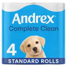 Tesco Andrex Complete Clean Toilet Tissue Standard Rolls 4 Rolls offer
