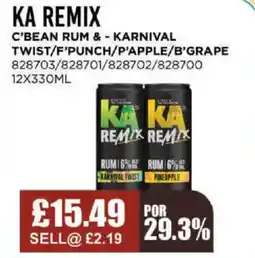Bestway KA REMIX C'bean rum & - karnival twist/f'punch/p'apple/b'grape offer