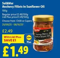 Lidl Sol&Mar Anchovy Fillets in Sunflower Oil offer