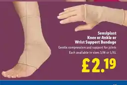Lidl Sensiplast Knee or Ankle or Wrist Support Bandage offer