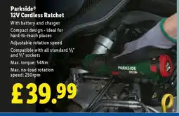 Lidl Parkside® 12V Cordless Ratchet offer