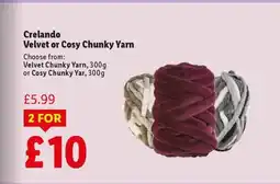 Lidl Crelando Velvet or Cosy Chunky Yarn offer