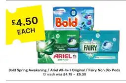 SuperValu Bold Spring Awakening / Ariel All-In-1 Original / Fairy Non Bio Pods offer