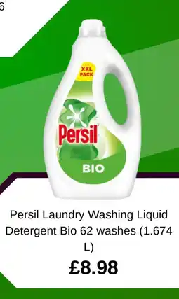 Asda Persil Laundry Washing Liquid Detergent Bio 62 washes offer