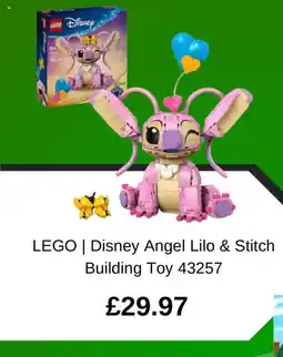 Asda LEGO | Disney Angel Lilo & Stitch Building Toy 43257 offer
