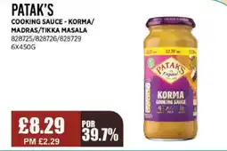 Bestway PATAK'S Cooking sauce - korma/ madras/tikka masala offer