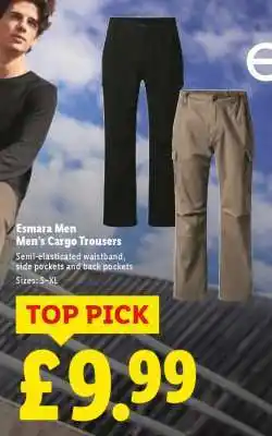 Lidl Esmara Men’s Cargo Trousers offer