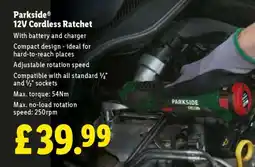 Lidl Parkside 12V Cordless Ratchet offer