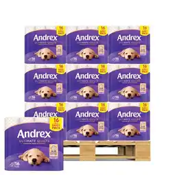Costco Andrex Ultimate Quilts Toilet Tissue 3 Ply 3 x 16 x 24 Units Standard Roll Packs (Pallet Deal) offer