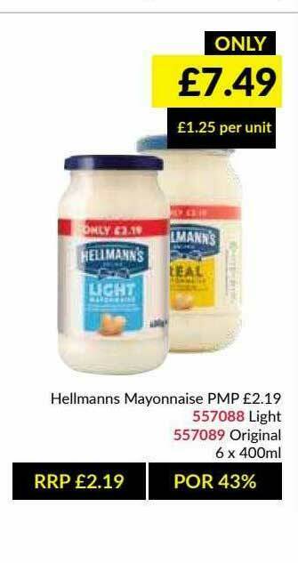 Musgrave MarketPlace Hellmanns Mayonnaise Light, Original offer