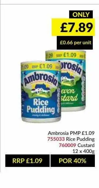 Musgrave MarketPlace Ambrosia Rice Pudding, Custard offer