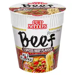 Iceland Nissin Cup Noodles 5 Spices Beef Flavour Instant Ramen Style Pot 64g offer