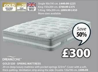 JYSK Dreamzone Gold S30 - Spring Mattress offer