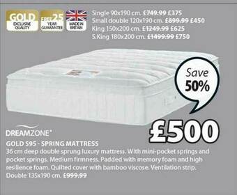 JYSK Dreamzone Gold S95 - Spring Mattress offer