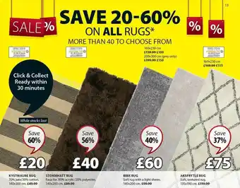 JYSK Kystmaure Rug, Stormhatt Rug, Birk Rug, Aksfrytle Rug offer