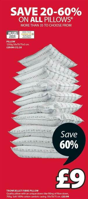 JYSK Tronfjellet Fibre Pillow offer
