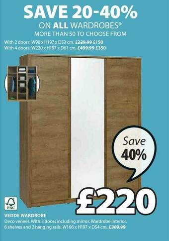 JYSK Vedde Wardrobe offer