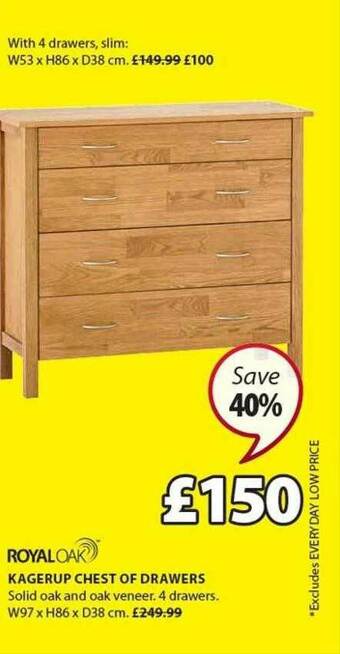 JYSK Royal Oak Kagerup Chest Of Drawers offer