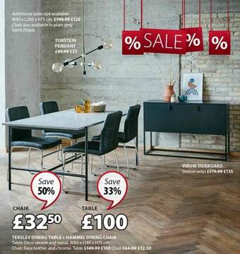 JYSK Terslev Dining Table + Hammel Dining Chair offer