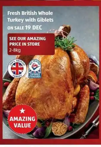 Aldi Fresh British Whole Turkey With Giblets offer
