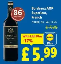 Lidl Bordeaux AOP Superieur, French offer