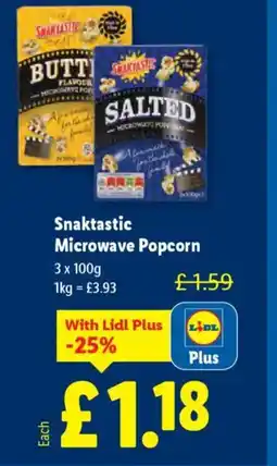 Lidl Snaktastic Microwave Popcorn offer
