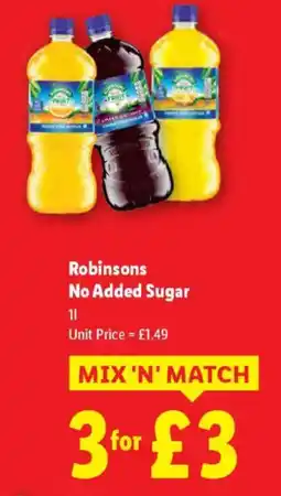 Lidl Robinsons No Added Sugar offer
