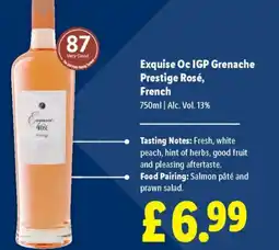 Lidl Exquise Oc IGP Grenache Prestige Rosé, French offer