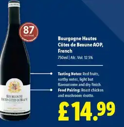 Lidl Bourgogne Hautes Côtes de Beaune AOP, French offer