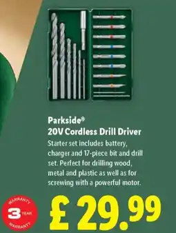 Lidl Parkside 20V Cordless Drill Driver offer