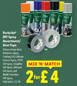Lidl Parkside DIY Spray Assortment/ Duct Tape offer