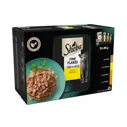 Iceland Sheba Fine Flakes Adult Cat Food Pouch Poultry Selection in Jelly 12 x 85g offer