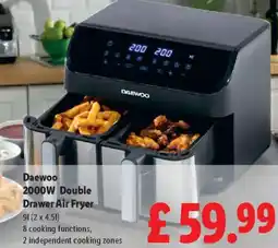 Lidl Daewoo 2000W Double Drawer Air Fryer offer