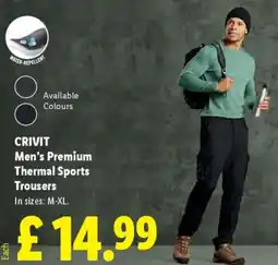 Lidl CRIVIT Men's Premium Thermal Sports Trousers offer