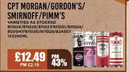 Bestway Cpt morgan/gordon's/ smirnoff/pimm's offer