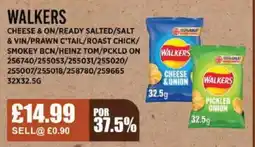 Bestway WALKERS Cheese & on/ready salted/salt & vin/prawn c’tail/roast chick/ smokey bcn/heinz tom/pckld on offer