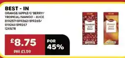 Bestway BEST-IN Orange/apple/c'berry/ tropical/mango - juice offer