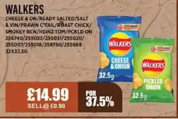 Bestway WALKERS Cheese & on/ready salted/salt & vin/prawn c'tail/roast chick/ smokey bcn/heinz tom/pckld on offer