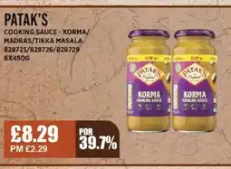 Bestway PATAK'S Cooking sauce - korma/ madras/tikka masala offer