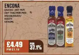 Bestway ENCONA Sauces - hot pep/ swt thai/peri peri offer